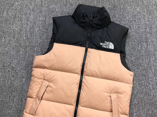 Peach puffer gilet, product view