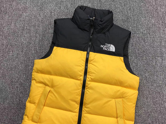 Yellow puffer gilet, product view