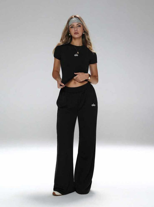 Yoga Crop Top and Sweatpants Set