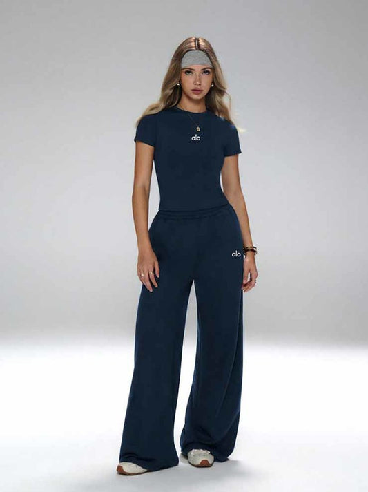 Yoga Crop Top and Sweatpants Set