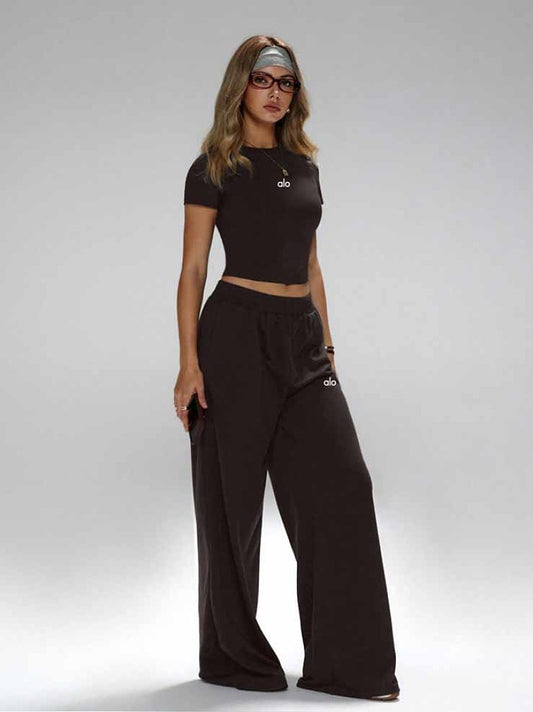 Yoga Crop Top and Sweatpants Set