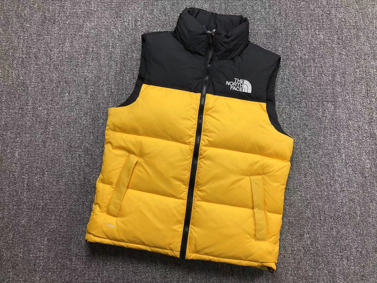 Yellow puffer gilet, product view
