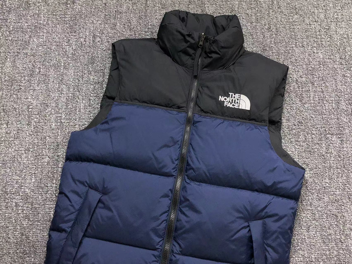 Navy puffer gilet, product view