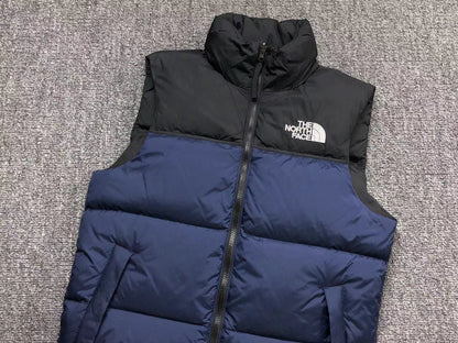 Navy puffer gilet, product view