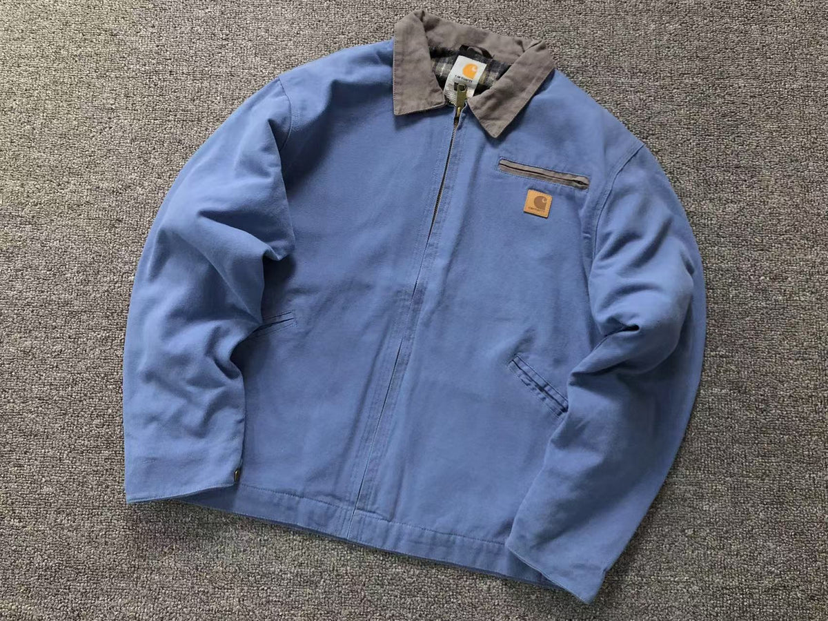 Light Blue canvas work jacket with corduroy collar, front