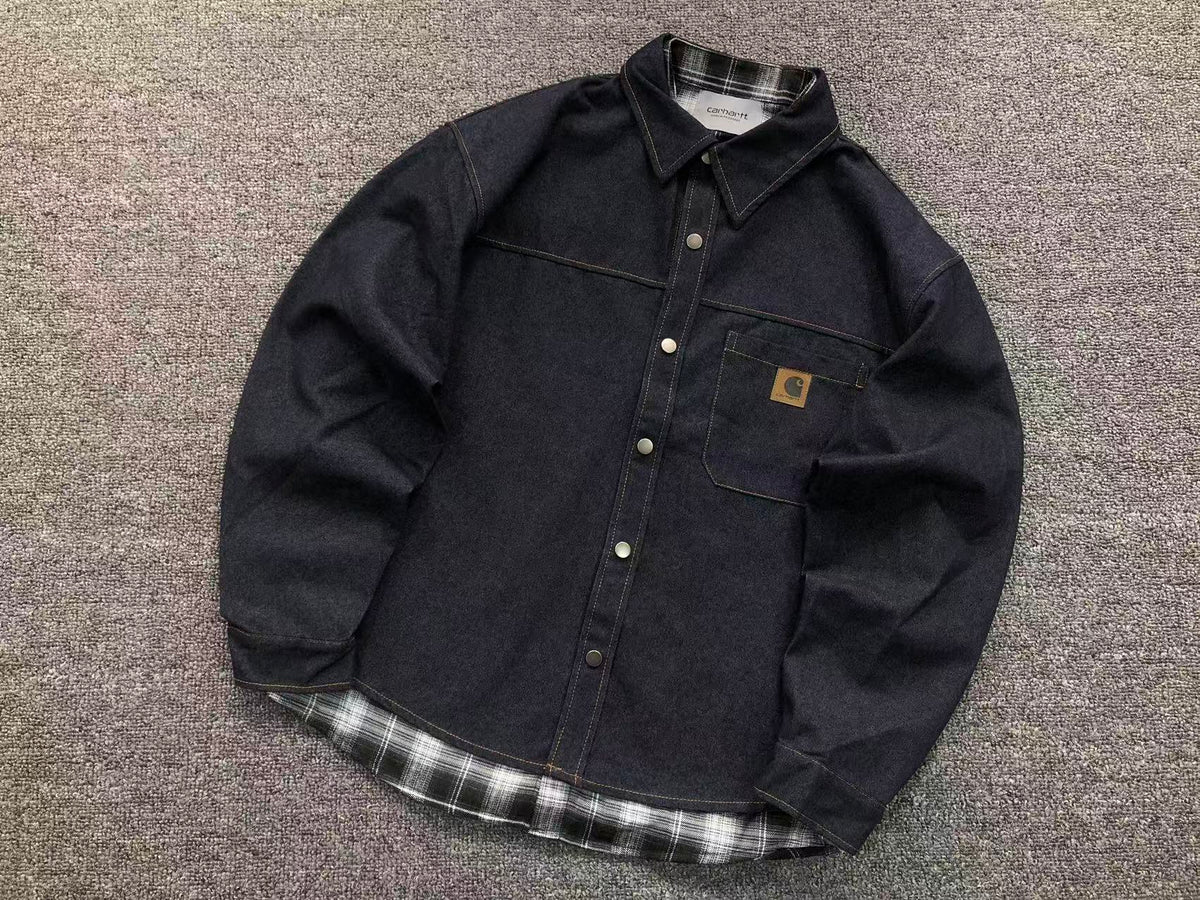 Dark denim shirt jacket, front