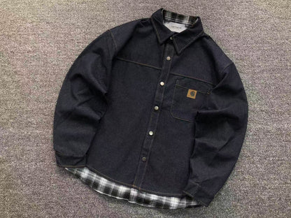 Dark denim shirt jacket, front