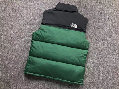 Green puffer gilet, product view