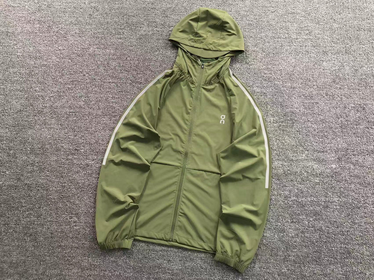 Olive lightweight hooded jacket