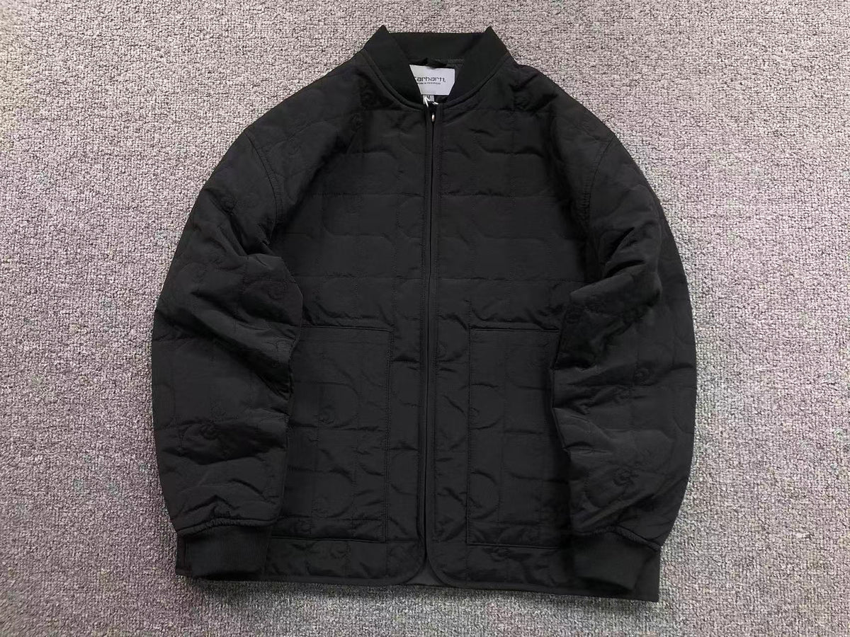 Black quilted liner jacket, front