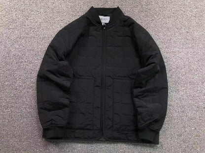 Black quilted liner jacket, front