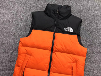 Orange puffer gilet, product view
