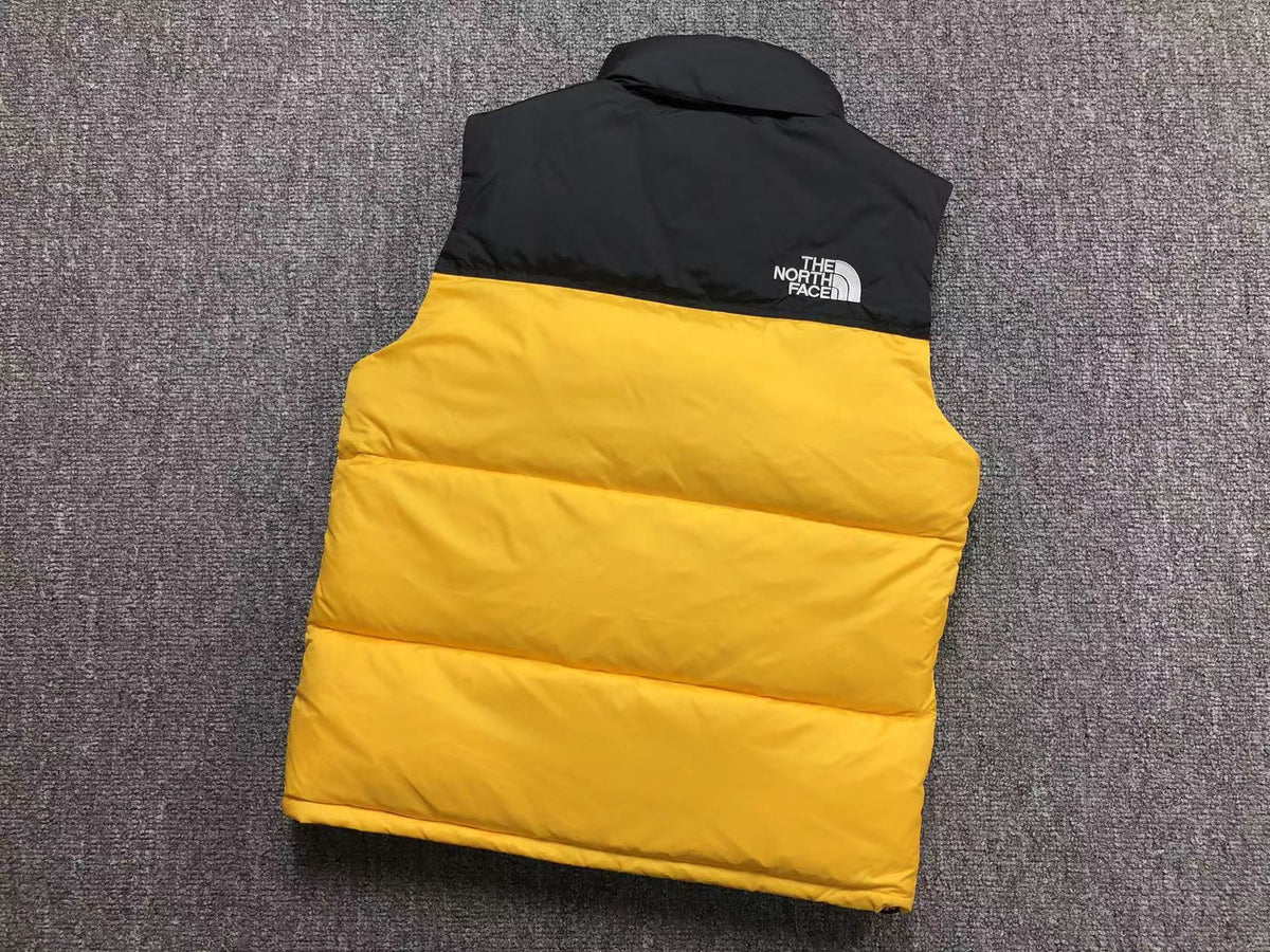 Yellow puffer gilet, product view