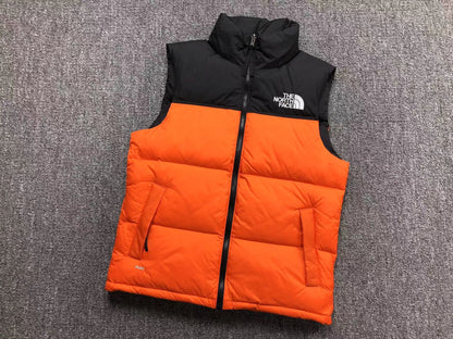 Orange puffer gilet, product view