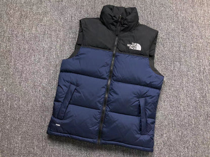 Navy puffer gilet, product view