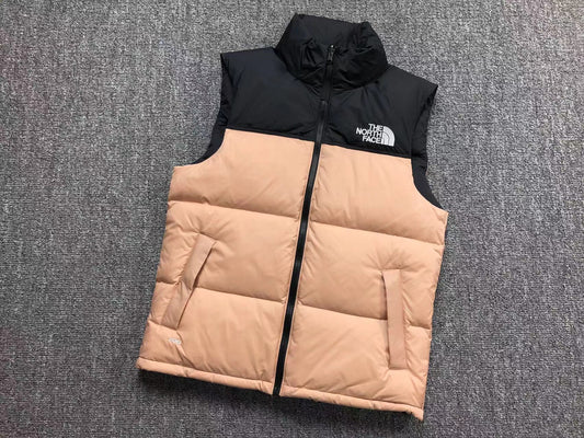 Peach puffer gilet, product view