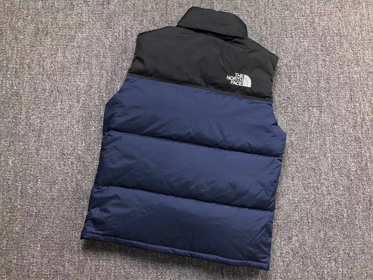 Navy puffer gilet, product view