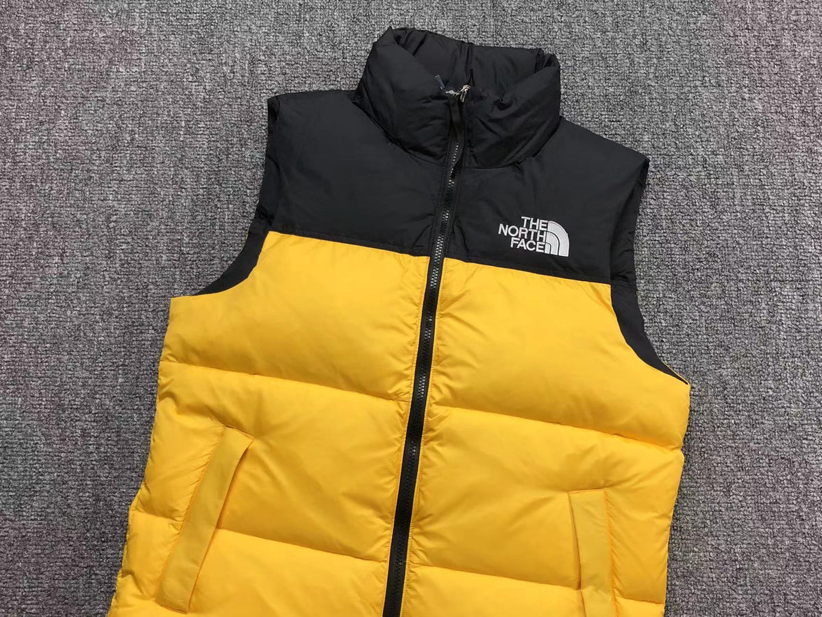 Yellow puffer gilet, product view