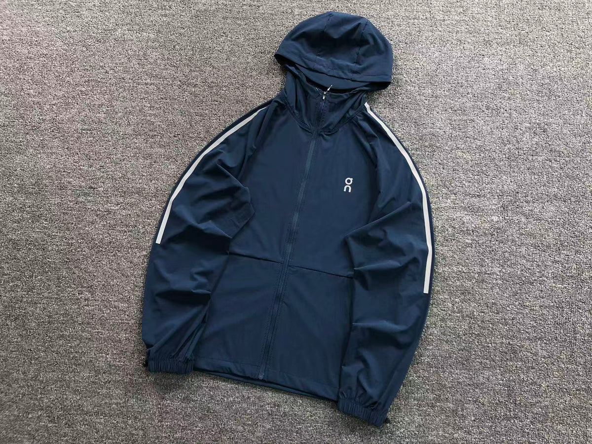 Navy lightweight hooded jacket