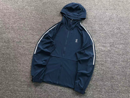 Navy lightweight hooded jacket