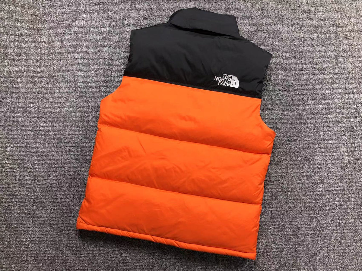 Orange puffer gilet, product view