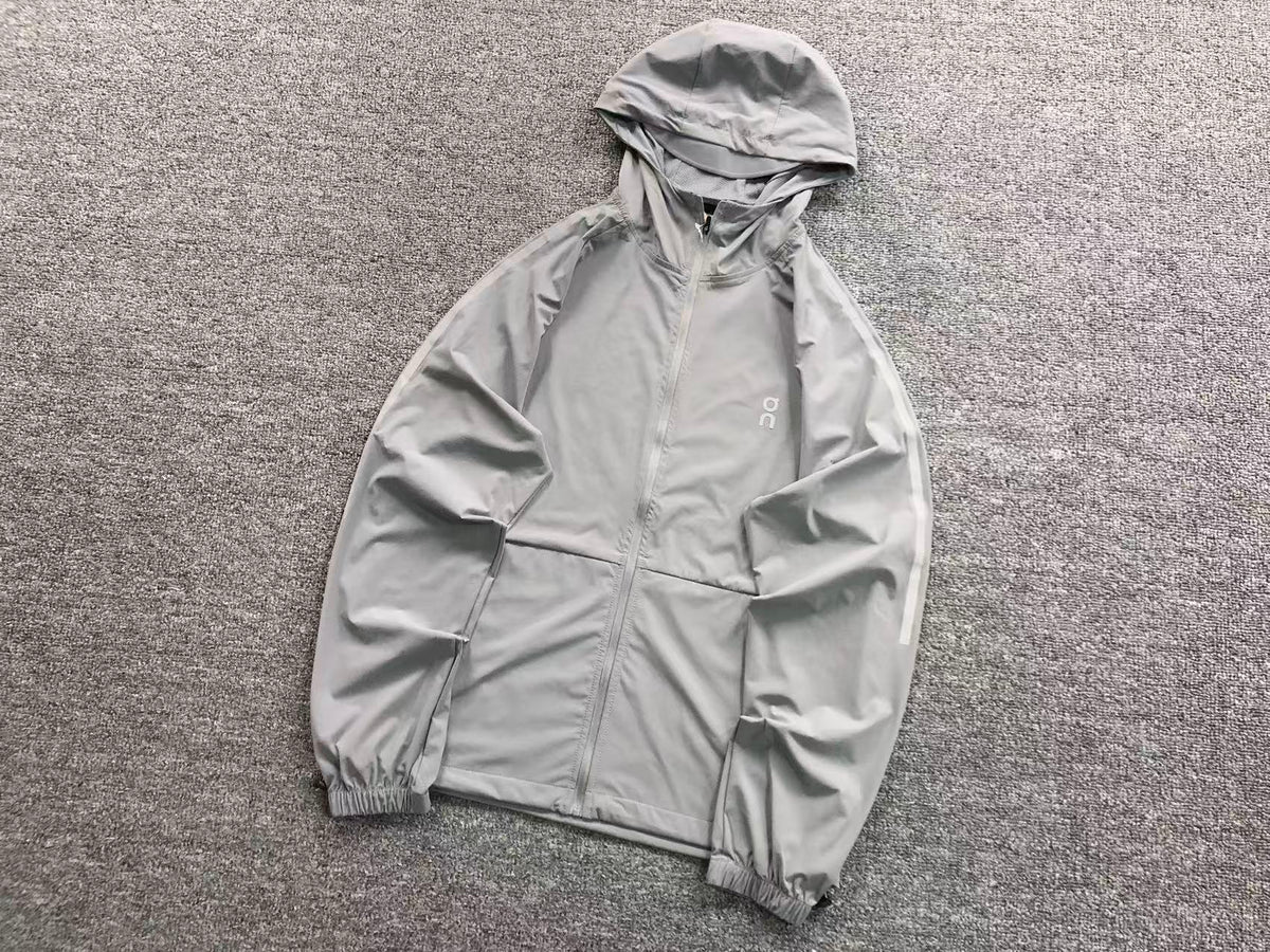 Grey lightweight hooded jacket