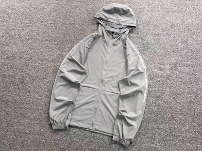 Grey lightweight hooded jacket