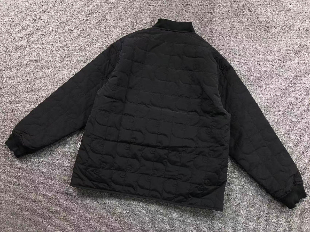 Black quilted liner jacket, back