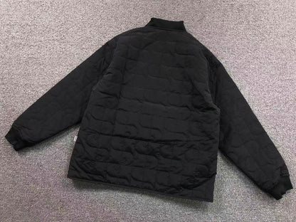 Black quilted liner jacket, back