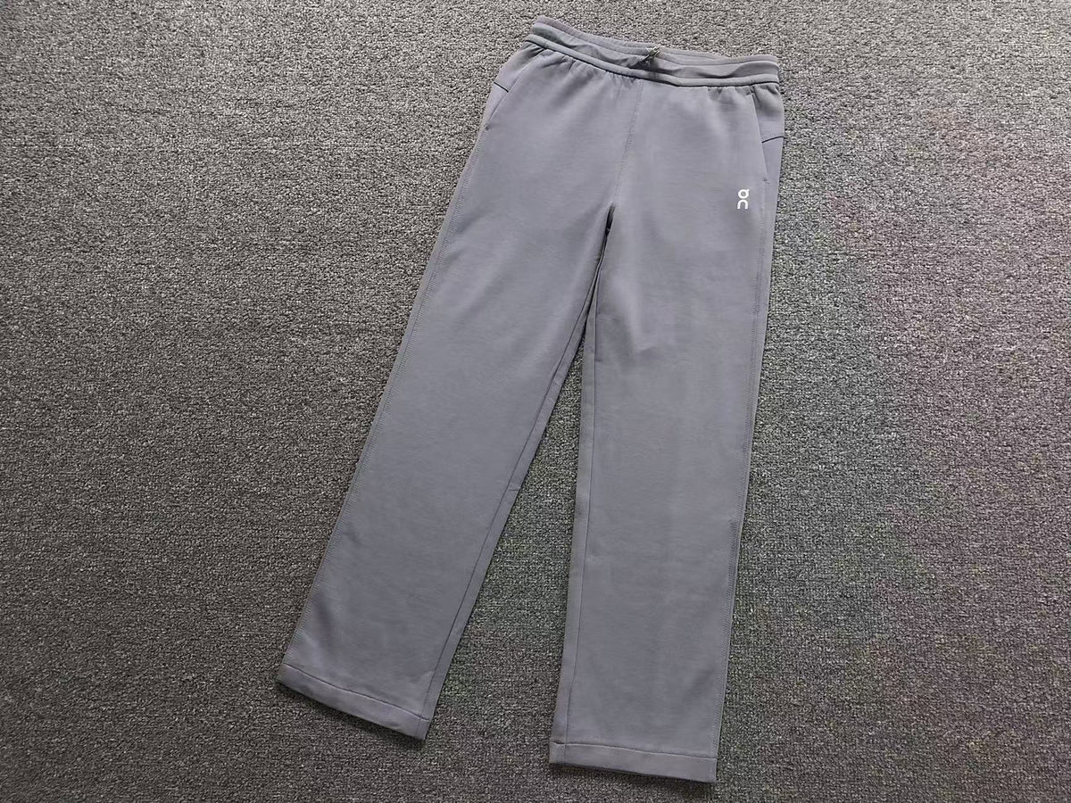 Women's straight leg pants in grey, flat lay